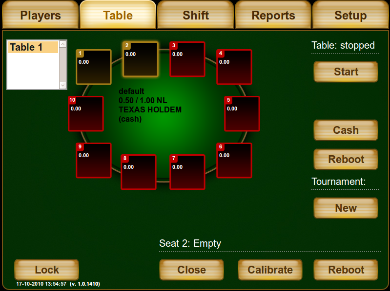 Electronic poker table software