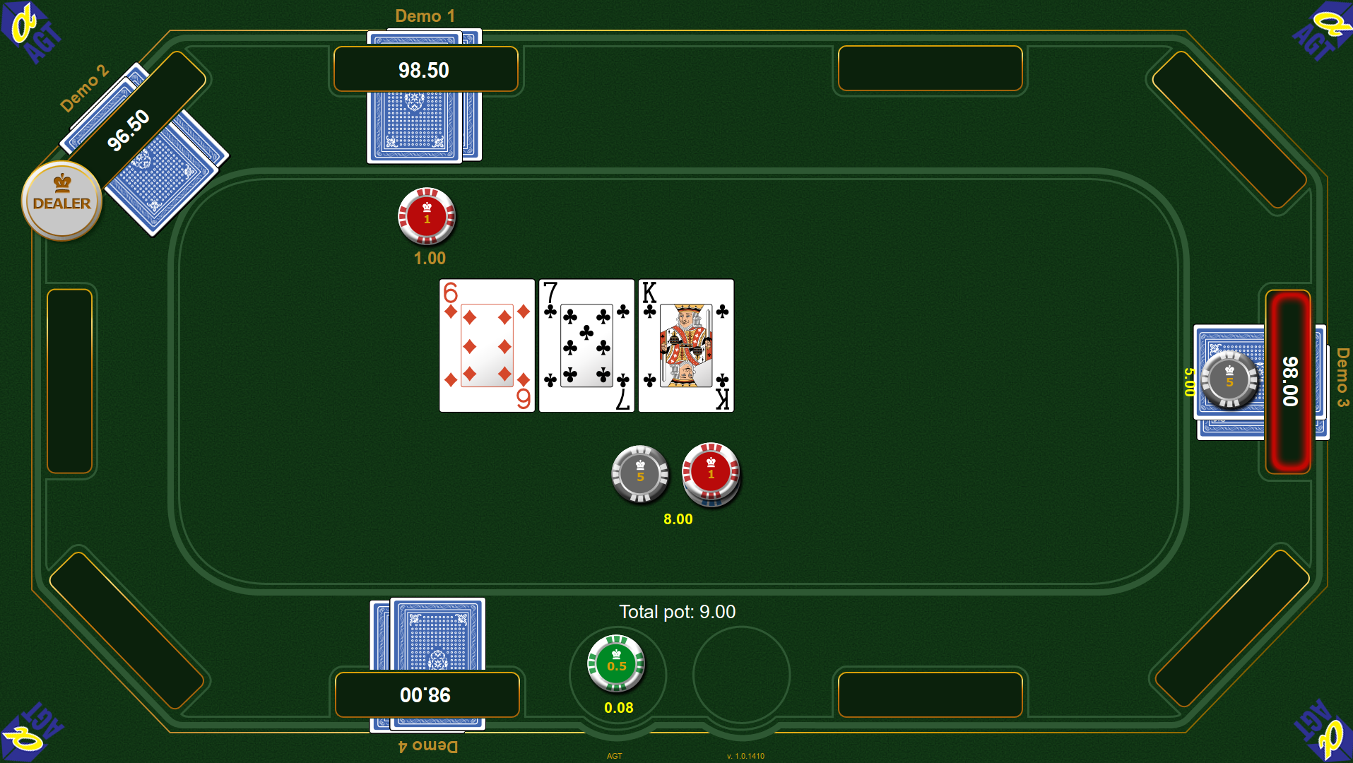 Electronic poker table - main display